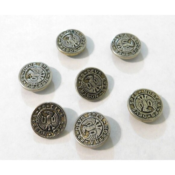 Vintage Deus Spes Nostra Es Hessian Military Style 7 Buttons Metal 0.5 Inch - Picture 4 of 6
